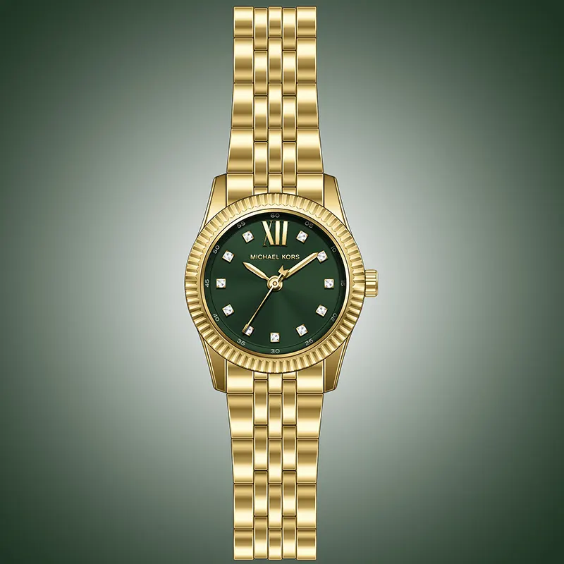 Michael Kors Petite Lexington 26mm Green Dial Ladies Watch- MK4842